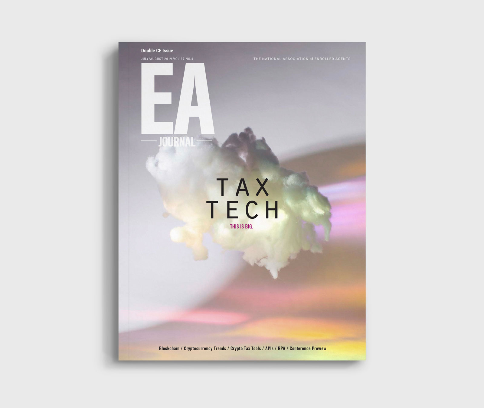 cover of the EA Journal magazine featuring text that reads 'tax tech' on top of a cloud