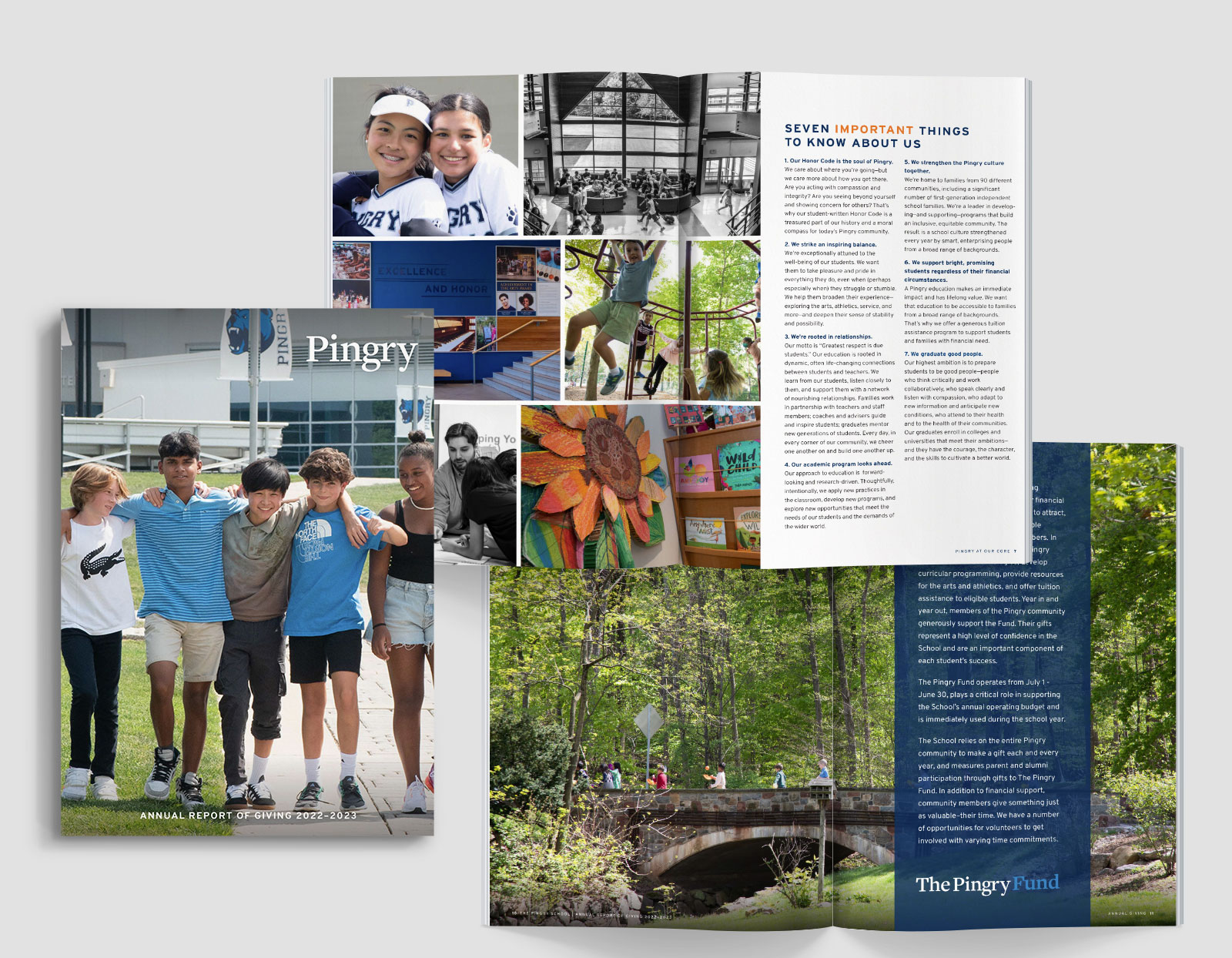 A handful of spreads from The Pingry Fund Annual Report.